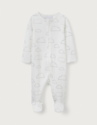 Organic Cotton Cloud Rib Zip Sleepsuit (0–24mths)