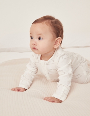 Organic Cotton Cloud Rib Zip Sleepsuit (0–24mths)