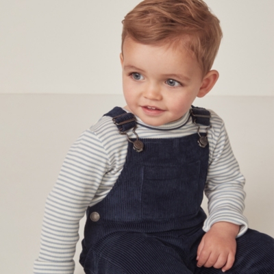 Organic Cotton Cord Dungarees & T-Shirt Set (0–18mths)