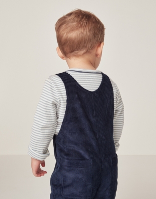 Organic Cotton Cord Dungarees & T-Shirt Set (0–18mths)