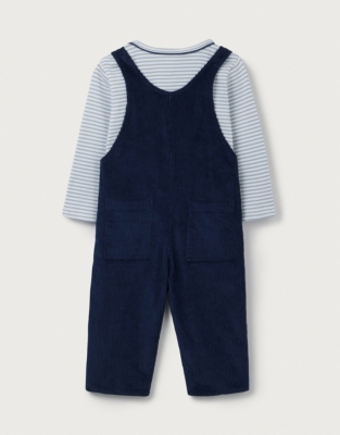 Organic Cotton Cord Dungarees & T-Shirt Set (0–18mths)