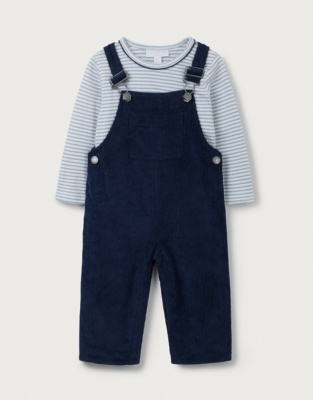 Organic Cotton Cord Dungarees & T-Shirt Set (0–18mths)