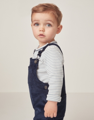 Organic Cotton Cord Dungarees & T-Shirt Set (0–18mths)