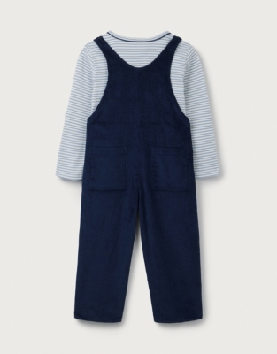 Organic Cotton Cord Dungarees & T-Shirt Set (18mths–6yrs)