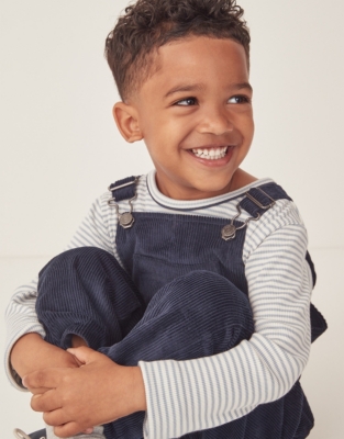 Organic Cotton Cord Dungarees & T-Shirt Set (18mths–6yrs)