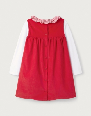 Organic Cotton Cord Pinafore & Petunia Floral Collar Top Set (0–18mths)