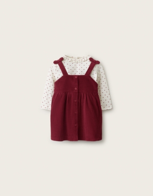 Organic-Cotton Cord Pinafore & Top Set (0–4yrs)