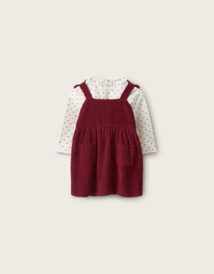 Organic-Cotton Cord Pinafore & Top Set (0–4yrs) 