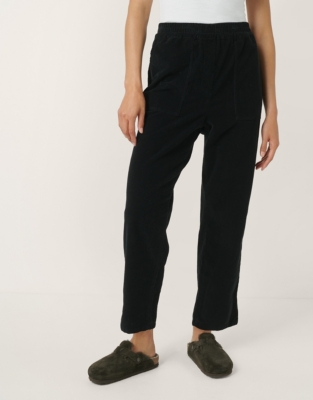 Organic Cotton Cord Tapered Utility Joggers - Black