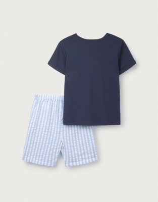 Organic Cotton Crab T-Shirt & Seersucker Stripe Shorts Set (0–18mths)