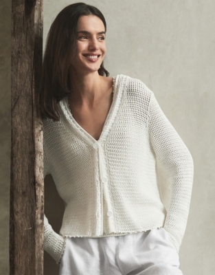 Organic Cotton Crochet Cardigan Clothing Sale The White Company UK