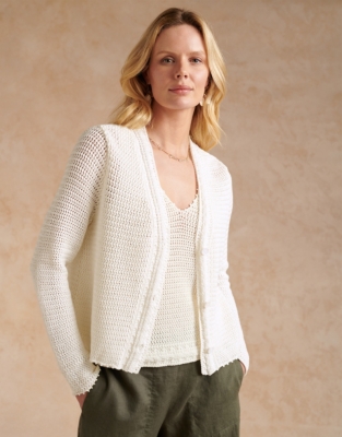 Crochet cotton cardigan sale