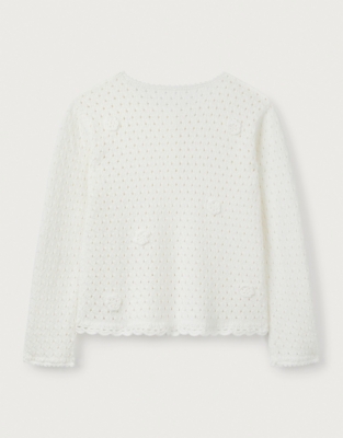 Organic Cotton Crochet Flower Cardigan (18mths–6yrs)