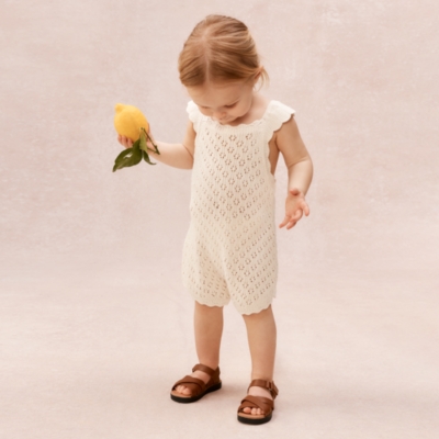 Organic Cotton Crochet Frill Romper (0–2yrs)