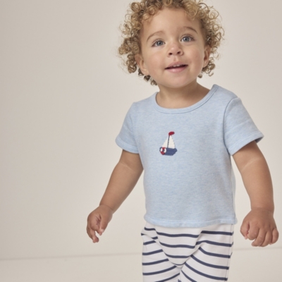 Organic Cotton Crochet Sailboat Jersey Romper (0–24mths)