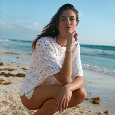 Organic Cotton Crochet Short Sleeve Jumper