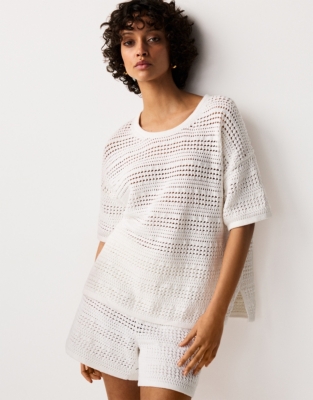Organic Cotton Crochet Short Sleeve Jumper