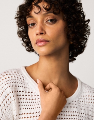 Organic Cotton Crochet Short Sleeve Jumper