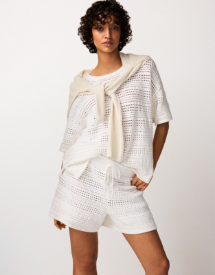 Organic Cotton Crochet Short Sleeve Jumper