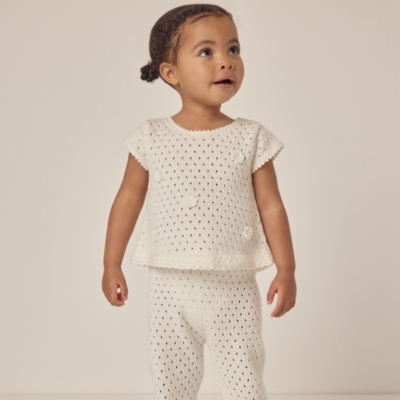 Organic Cotton Crochet Top & Pants Set (0–18mths)