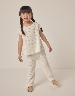 Organic Cotton Crochet Top & Pants Set (18mths–6yrs)