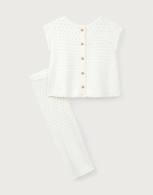 Organic Cotton Crochet Top & Trousers Set (0–18mths)