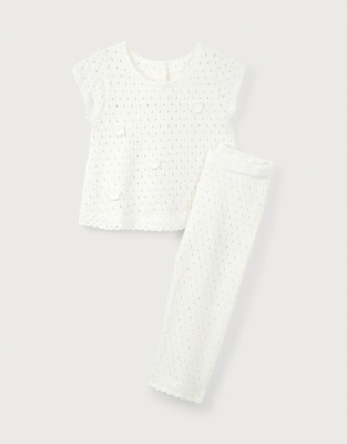 Organic Cotton Crochet Top & Trousers Set (0–18mths)