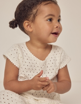 Organic Cotton Crochet Top & Trousers Set (0–18mths)