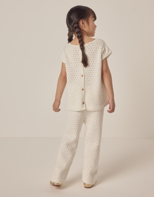 Organic Cotton Crochet Top & Trousers Set (18mths–6yrs)