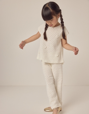 Organic Cotton Crochet Top & Trousers Set (18mths–6yrs)