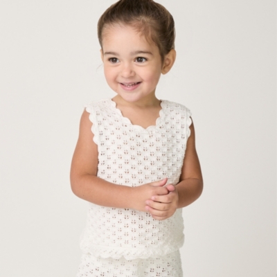 Organic Cotton Crochet Vest & Shorts Set (0–18mths)
