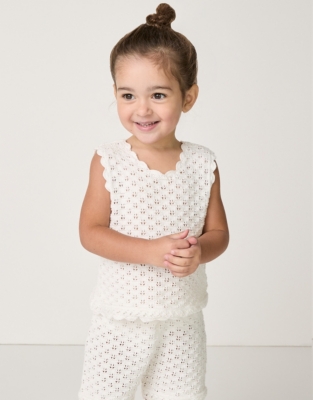 Organic Cotton Crochet Vest & Shorts Set (0–18mths)