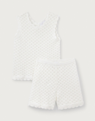 Organic Cotton Crochet Vest & Shorts Set (18mths–6yrs)