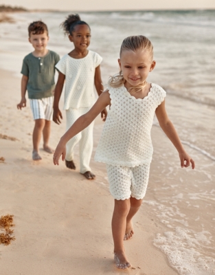 Organic Cotton Crochet Vest & Shorts Set (18mths–6yrs)