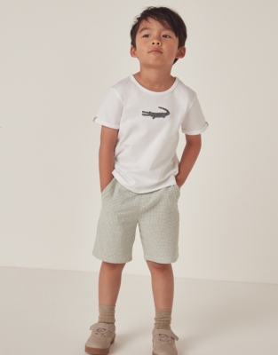 Organic Cotton Crocodile T-Shirt & Gingham Shorts Set (18mths–6yrs)