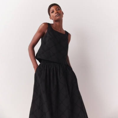 Organic Cotton Cropped Broderie Shell Top