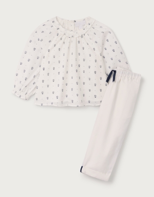 Organic Cotton Daisy Blouse & Trousers Set (0–4yrs)