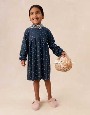 Organic Cotton Daisy Jersey Dress & Neckerchief Set (0–4yrs)