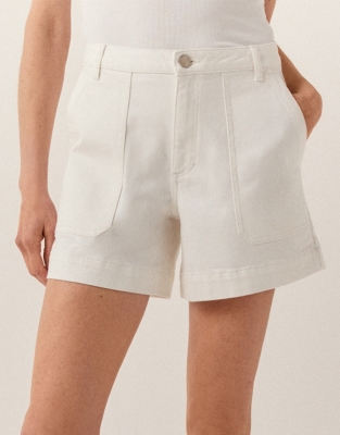 Organic Cotton Denim Shorts - White