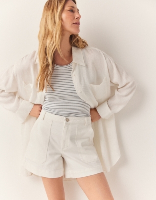 Organic Cotton Denim Shorts - White