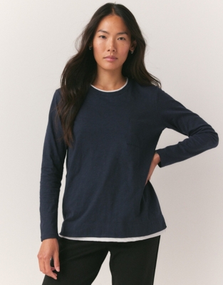 Organic Cotton Double Layer Top - Navy