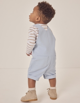 Organic Cotton Dungarees & Breton Stripe Top Set (0–18mths)
