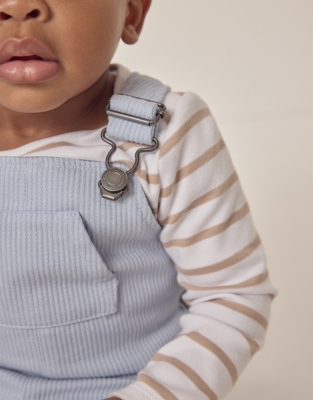 Organic Cotton Dungarees & Breton Stripe Top Set (0–18mths)