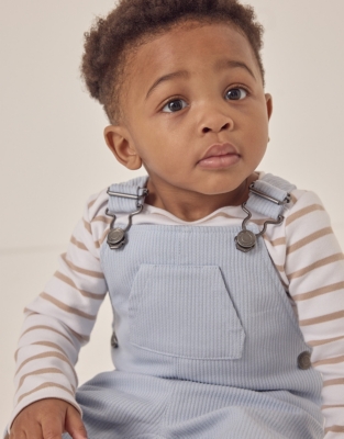 Organic Cotton Dungarees & Breton Stripe Top Set (0–18mths)
