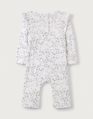 Organic Cotton Edie Floral Frill Yoke Sleepsuit (0–24mths)