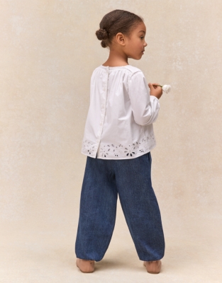 Organic Cotton Embroidered Blouse & Trousers Set (0–4yrs)