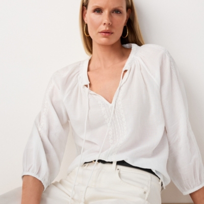 Organic Cotton Embroidered Boho Long Sleeve Blouse
