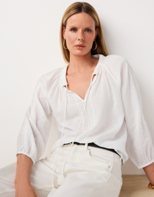 Organic Cotton Embroidered Boho Long Sleeve Blouse