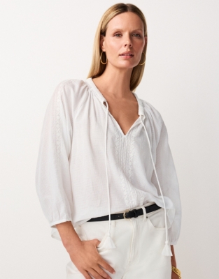 Organic Cotton Embroidered Boho Long Sleeve Blouse