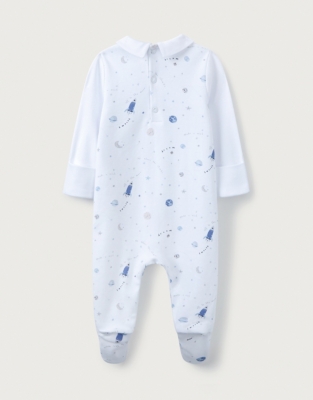 Organic-Cotton Embroidered Collared Rocket Sleepsuit | View All Baby ...
